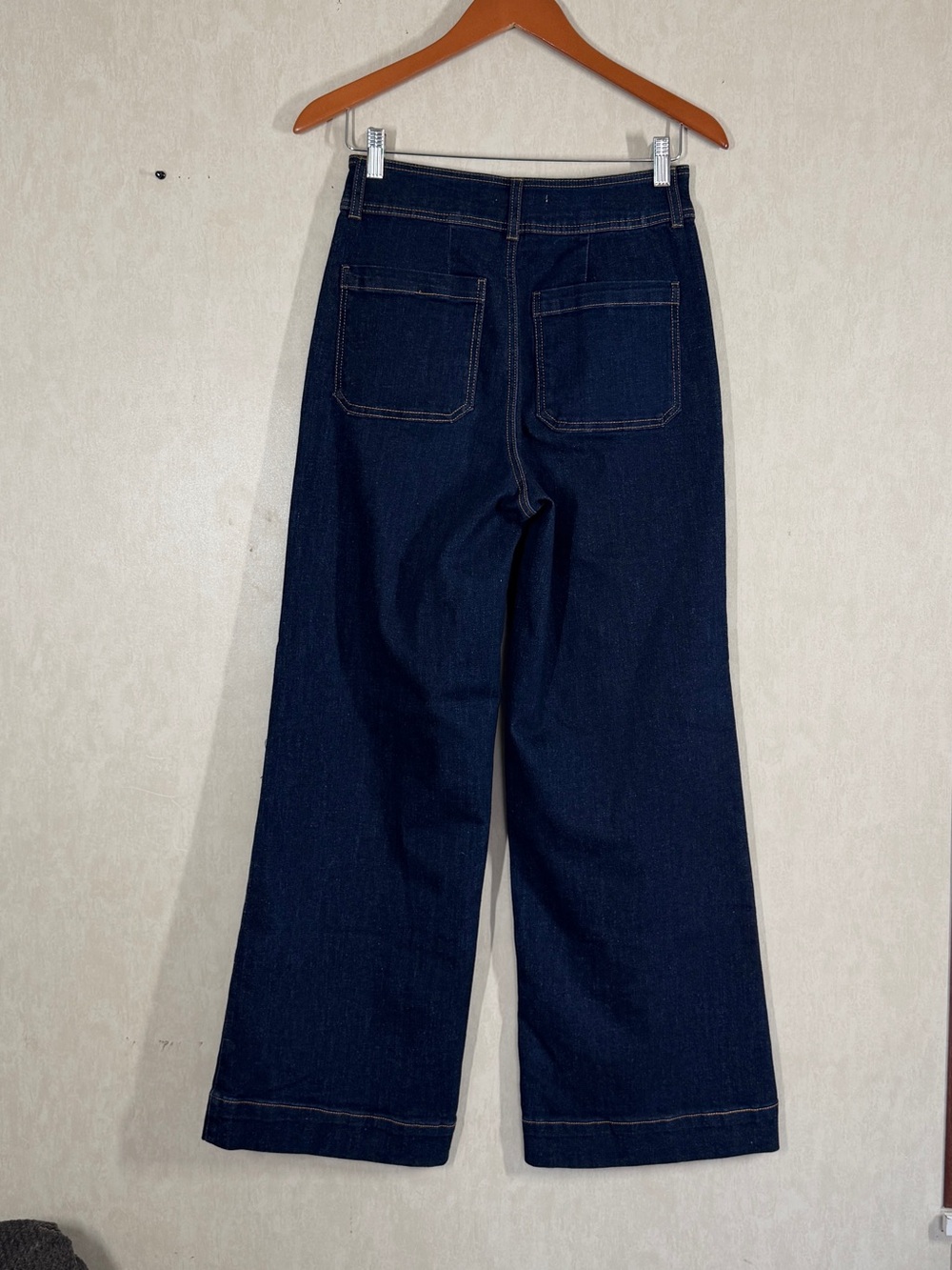OAT New York Women’s Wide Leg High Rise Dark Wash Patch Pocket Jeans 4/27 - Picture 5 of 13